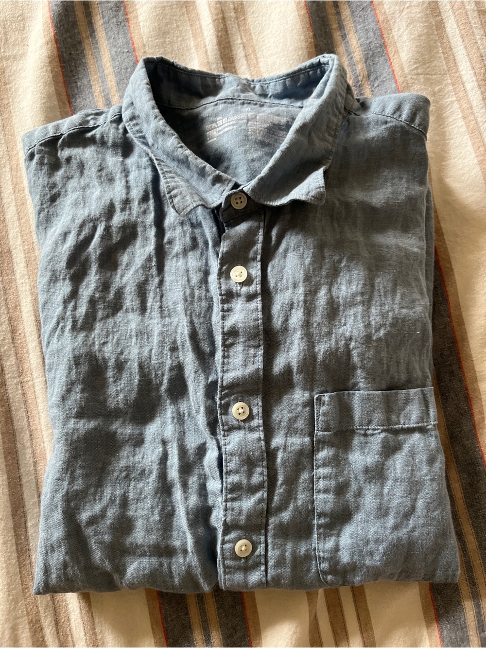 Muji Men's Washed Linen Short Sleeve Shirt